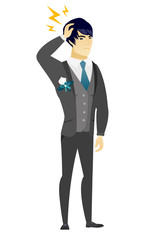 Asian groom with lightning over his head