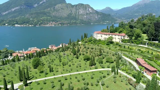 Aerial 4K - Bellagio - Pescallo - Lago di Como (IT) - Parco e Villa Serbelloni 