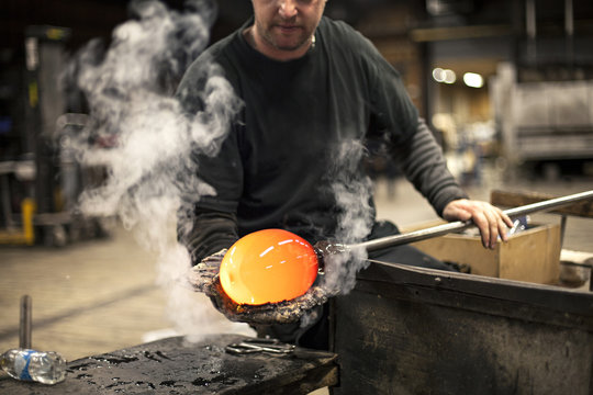Glass blower working