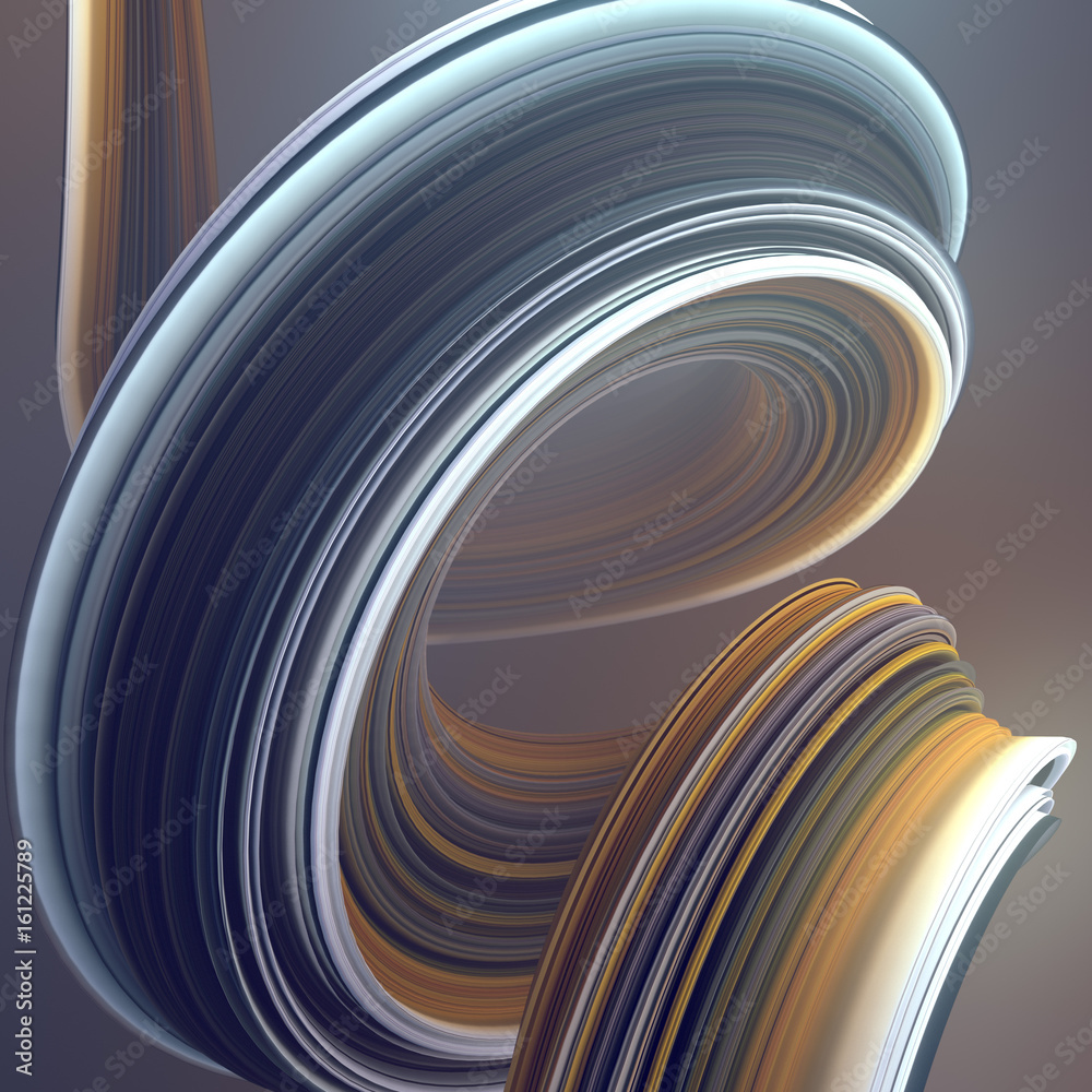 Poster Colored twisted shape. Computer generated abstract geometric 3D render illustration