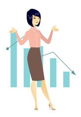 Bancrupt business woman vector illustration.