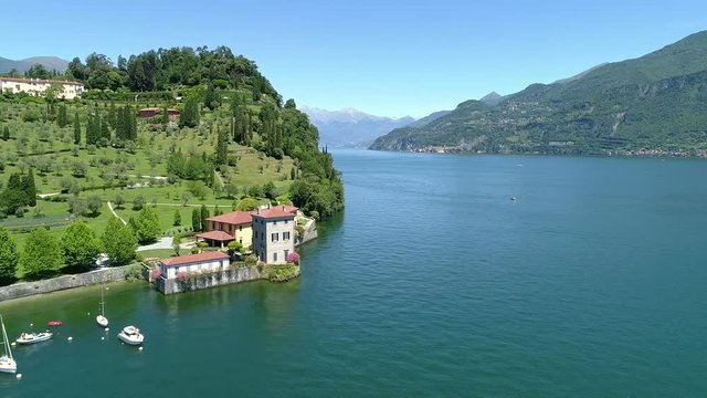 Aerial 4K - Bellagio - Pescallo - Lago di Como (IT) - Parco e Villa Serbelloni 