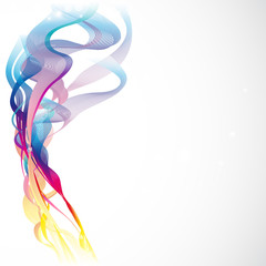 abstract blue waves, lines,  on a white