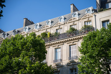 Paris, building, typical facade in the parc Monceau