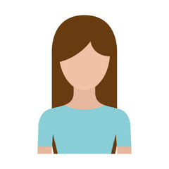 colorful silhouette faceless half body woman with long hairstyle vector illustration