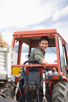 Farmer in his tractor