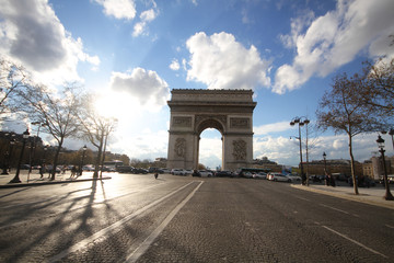 Fototapeta na wymiar one of the most attractive landmark for tourism at Paris, France, Arc de Triomphe, europe, sunny day, wonderful, ancient monument, wallpaper, postcard, 