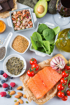 Assortment of healthy food low cholesterol