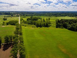 drone image. aerial view of rural area with fields
