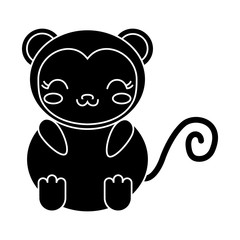 kawaii monkey animal icon over white background vector illustration