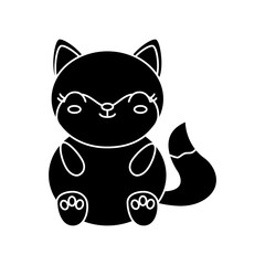 kawaii fox animal icon over white background vector illustration