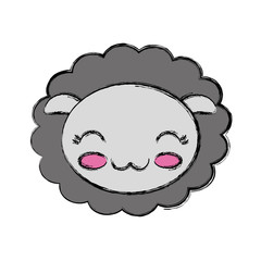 kawaii sheep animal icon over white background vector illustration