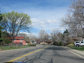 Countryside view through windshield along the road trip in Colorado