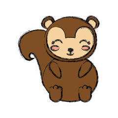 kawaii squirrel animal icon over white background vector illustration
