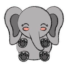 kawaii elephant animal icon over white background vector illustration
