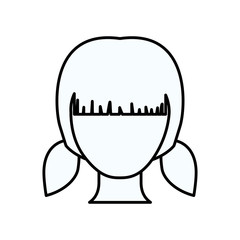 sketch silhouette of faceless girl with pair pigtails hairstyle vector illustration