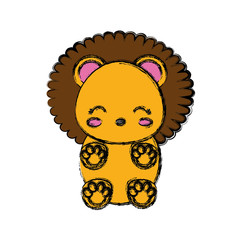 kawaii lion animal icon over white background vector illustration