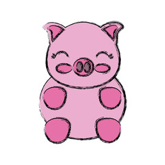 kawaii pig animal icon over white background vector illustration