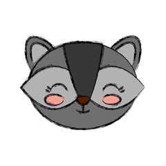 kawaii raccoon animal icon over white background vector illustration