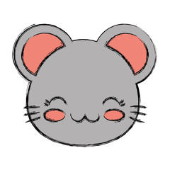 kawaii mouse animal icon over white background vector illustration