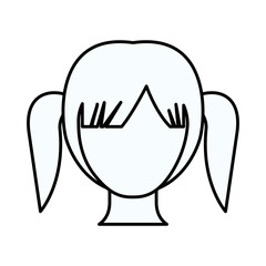 sketch silhouette of faceless girl with high pigtails hairstyle vector illustration