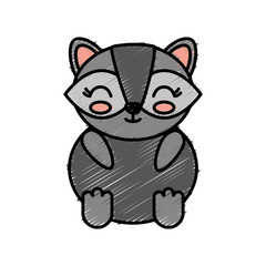 Fototapeta na wymiar kawaii raccoon animal icon over white background vector illustration