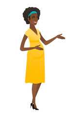 Young african-american pregnant woman gesturing.