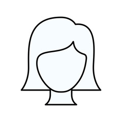 sketch silhouette of faceless woman with straight short hair vector illustration