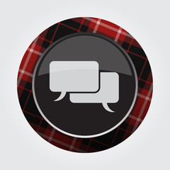 button red, black tartan - two speech bubbles