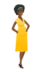 Young african-american pregnant woman laughing.