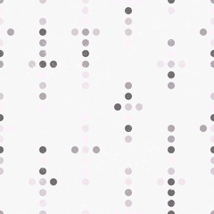 Vector Geometric Seamless Pattern. Repeating Abstract Background with Grunge Texture. Vintage Light Gray and Pink Graphic Ornament with Crosses from Circles - 161236339