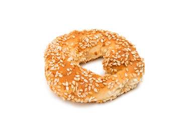 Biscuits round rings with sesame seeds isolated