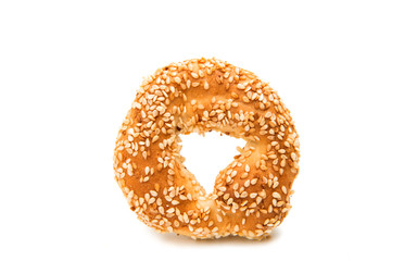 Biscuits round rings with sesame seeds isolated