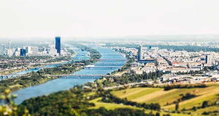Foto op Aluminium Panoramisch uitzicht over Wenen, Oostenrijk vanaf Kahlenberg © and.one