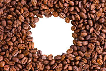 roasted brown coffee beans isolated