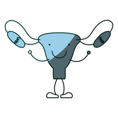 blue color shading hand drawing contour caricature female reproductive system vector illustration