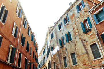 Traditional street view of old buildings in Venice, ITALY