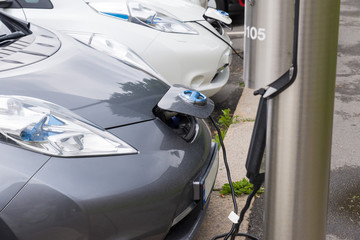 Power supply for electric car charging. Electric car charging station.