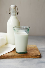 Glass and bottle of milk 
