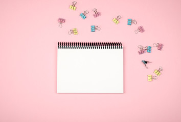 Blank writing pad for ideas on colored background