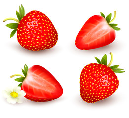 A set of fresh strawberry. Vector illustration.