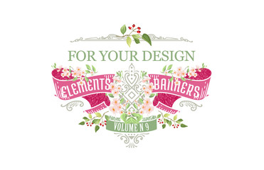 vintage banners with flowers.