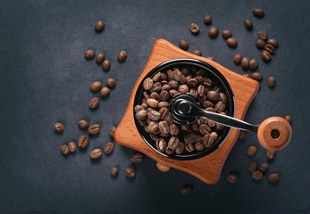 coffee mill and beans