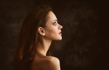 profile portrait of a beautiful young woman