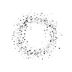 Dense black dots. Small ring frame with dense black dots on white background. Vector illustration.