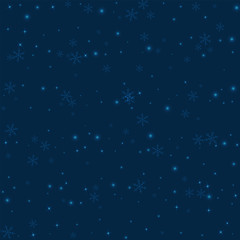 Fototapeta premium Sparse glowing snow. Chaotic scatter lines with sparse glowing snow on deep blue background. Vector illustration.