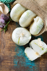 Giant white sweet onions of Sicily, new harvest