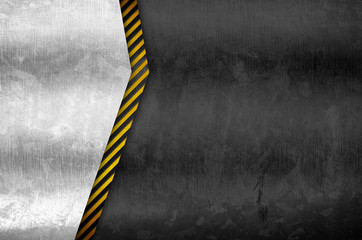 metal plate with attention striped background - 161253322
