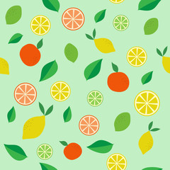 Seamless vector pattern with lemons, oranges and limes