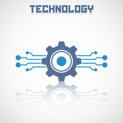 Abstract technology logo with reflect. Electronics icon.